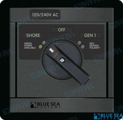 PANEL 120/240V AC Rotary 65A OFF + 2 Blue Sea BS1487
