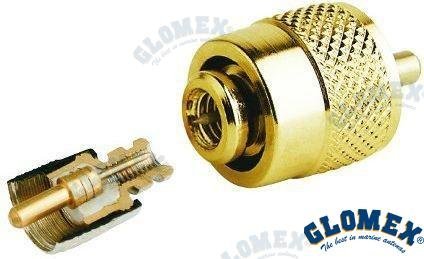 CONECTOR PL259 MACHO GOLD PARA RG58 Glomex GLORA132SOLDERLESS