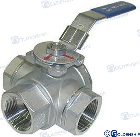 VALVULA 3 VIAS INOX 1/2" Sea Origin GS30030