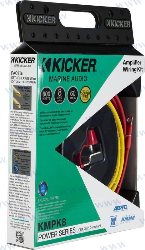 MARINE 8AWG AMPLIFIER POWER KIT-TINNED Kicker KA47KMPK8