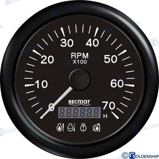 CUENTAVUELTAS C/4 LED ALARMA 0/7000RPM N Recmar RECKY07213