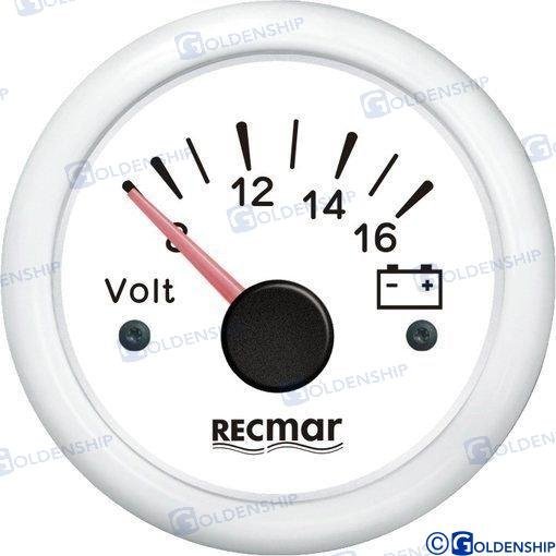 VOLTIMETRO 8-16V BLANCO Recmar RECKY13304
