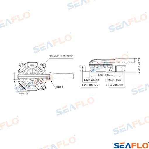 DIAFRAGMA BOMBA MANUAL 720 GPH PLASTICO Seaflo SFDHPG72001