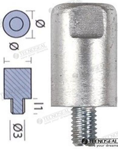 ANODO YANMAR BARRA MOTOR ZINC Ø 20MM  TEN01313